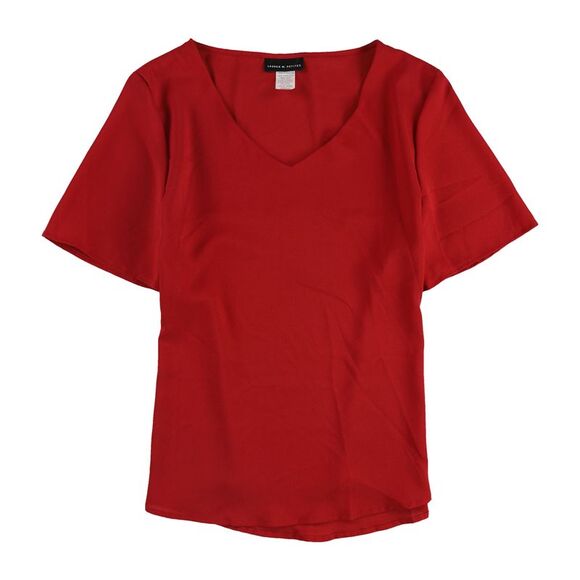 Lauren M. Petites Womens Festive Pullover Blouse, Red, NWT - Picture 1 of 2